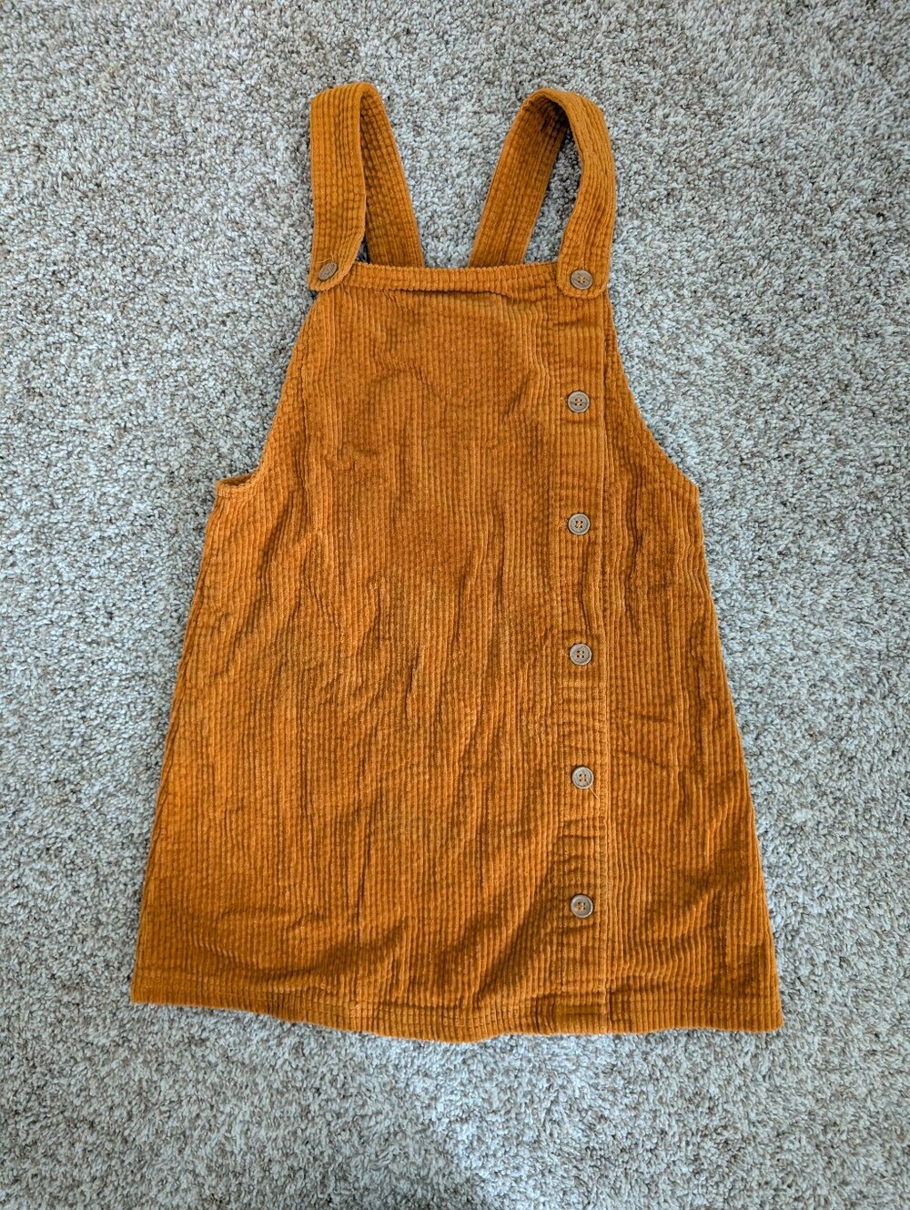 Tahari Child's Corduroy Button-Front Pinafore Overall Dress in Rust Sz 8